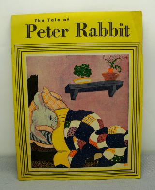 Rare Large Vintage Dark Creepy 1943 Peter Rabbit Book / American Crayon Co