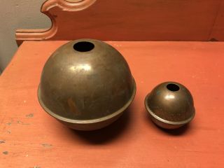 Two Copper Lightning Rod Balls Or Weather Vane Antique Many Uses