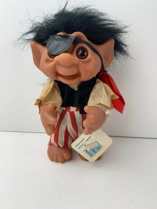 Vintage 1977 Thomas Dam Troll Doll 9 " Denmark Norfin Patch The Pirate W/tag T8
