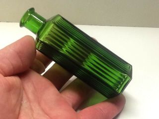 Antique 2 Oz.  Emerald Green Ridge Poison Bottle.