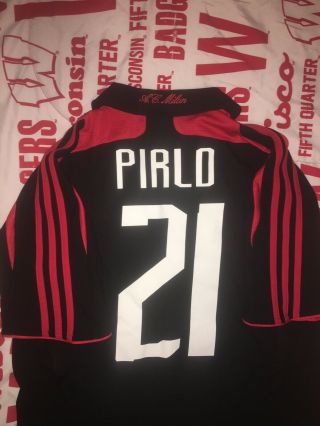 21 Pirlo Rare Ac Milan 2007 2008 Adidas Black Away Jersey Football M