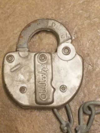 Antique Adlake Southern Pacific Co R & B No 12 railroad lock with chain 2