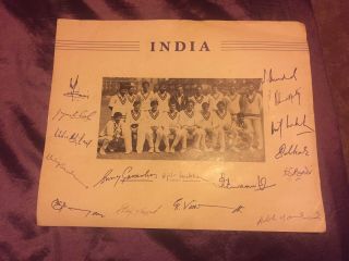 Rare Signed Team Photo Of The Full 1971 Indian Cricket Squad To England