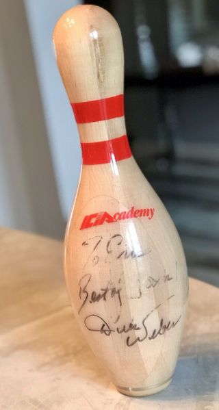 Bowling Legend Dick Weber Signed Autographed Bowling Pin Amf Pba Champ Rare