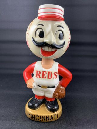 Vintage 1962 Cincinnati Reds Mr.  Red Rare Bobblehead Nodder Gold Base