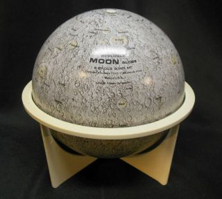 Vintage 70s Atomic Replogle 6 " Metal Moon Apollo 11 Landing Globe W/ Stand