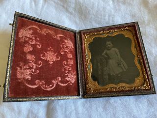 Antique Daguerreotype Photograph Young Girl Toddler In Dress