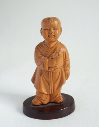Fine Vintage Chinese Maoist Boxwood Figure Of A Boy