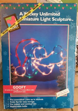 1998 Mr Christmas Mickey Unlimited Goofy Rope Light Sculpture Disney Rare