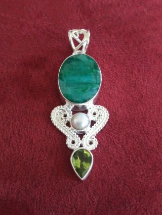 Antiques.  Vintage 9.  25 Silver Charm With 3 Stone.  Very Hard To Find.