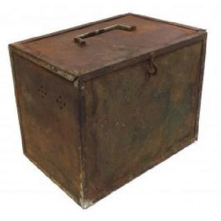 Rusty Antique Folding Tin Metal Stash Box With Handle