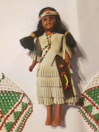 Vintage Native American Indian Doll and jewelry piece see pictures 2