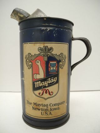 Antique Vintage Maytag Newton,  Iowa Wringer Washer Fuel Mixing Can Advertising