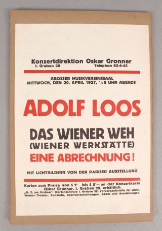Antique 1927 Wiener Werkstatte Handbill Poster Adolf Loos Secessionist Architect