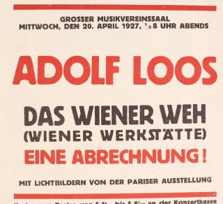 Antique 1927 Wiener Werkstatte Handbill Poster ADOLF LOOS Secessionist Architect 3