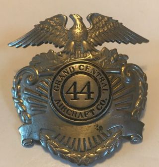 Grand Central Aircraft Company Pilot Hat Badge La Stamp & Staty Co.  Rare