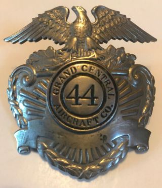 Grand Central Aircraft Company Pilot Hat Badge LA Stamp & Staty Co.  Rare 3