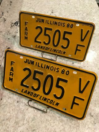 1980 Illinois Farm Vehicle License Plate Set (2505) : Agriculture Specialty Rare