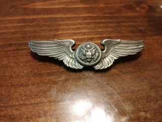 Ww2 Us Army Air Corps Sterling Silver Wings Pilot Air Force Aviation Pin Antique