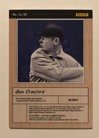 SAM CRAWFORD GAME BAT RARE ONLY 7 EXIST 2019 PANINI LUMBER AND LEATHER 2