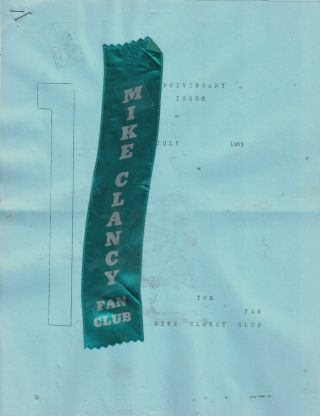 Rare Wrestling Fan Club Bulletin & Ribbon Irish Mike Clancy 1963 - 9/25 - Dd