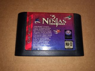 3 Ninjas Kick Back Game Cart Only Sega Genesis Cleaned & Rare