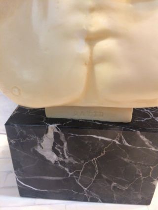 Bust Of David Alabaster Sculpture Marble Base SIGNED A.  Santini Italian Artist 3