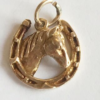 Rare Vintage Georg Jensen Solid 9ct Gold Horse & Shoe Pendant / Charm Hallmarked