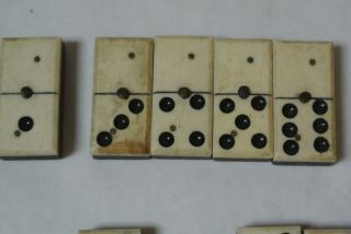 14 Antique Civil War Era Bovine Bone & Ebony Small Domino With Brass Pin 2
