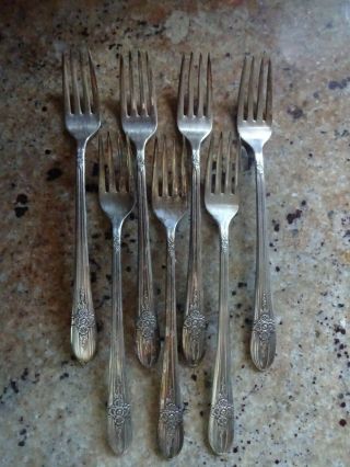 Wm Rogers 1941 Triumph “original Rogers” Grille Forks (7) Extra Plate Silverware