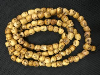 Yak Bone Skull Prayer Beads Necklace Tibetan Buddhist Mala Shaman Rosary 108