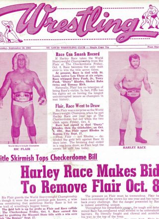 Rare St Louis Wrestling Program October 8 1982 - 9/22