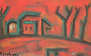 Antique Russian Expressionist Oil Painting Landscape Signed A.  Jawlensky