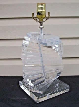 Mid - Century Modern Stacked Lucite Table Lamp Base