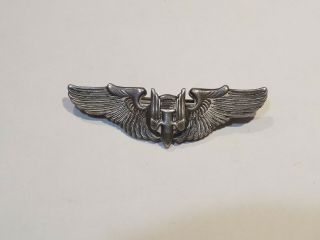 Rare Wwii 2 " Sterling Silver Military Bomber Pilot Wings Pin Badge