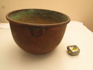 Antique Large Copper Pot Candy 19th C Brainhale Baum Co York Rolled Edge 15 "