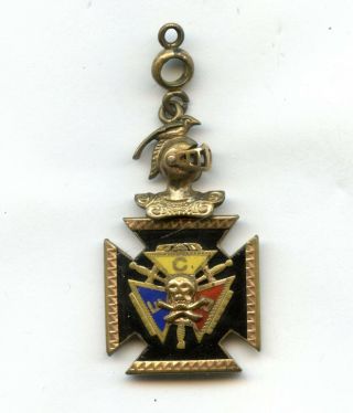 Antique Fcb Masonic Knights Of Pythias Skull Cross Bones Medal Watch Fob