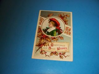 Vintage Antique Postcard Christmas Young Girl Iapc Clapsaddle 1910 1184