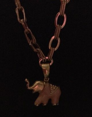 Authentic Oscar De La Renta Elephant Pendent Necklace Very Rare