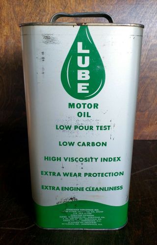 Vintage Lube Reprocessed Motor Oil Can 2 Gallon Empty Advertising Seaboard RARE 2