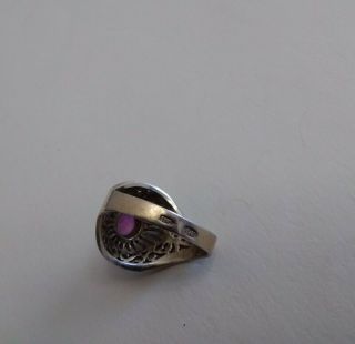 Retro/vintage Old 875 Silver ring with a purple eye antique jewelry 3