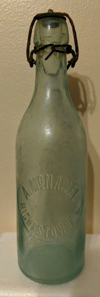 Antique A Mcnamee Hightstown Jersey Nj Applied Blob Top Soda Or Beer Bottle