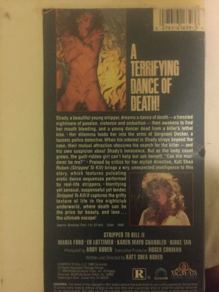 Stripped to Kill II 2 VHS 1989 MGM Maria Ford Birke Tan Horror Cult Sex Rare 2