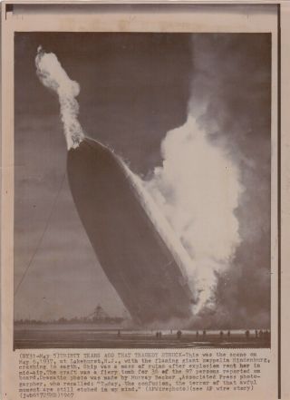 Hindenburg Explosion By Murray Becker Rare Classic Iconic 1937 Dirigible Photo