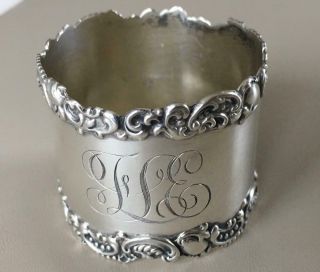 Very Fine Art Nouveau Sterling Silver Napkin Ring With Heavy Applied Edges