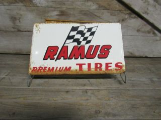 Rare Vintage Ramus Tires Tire Rack Stand Display Sign