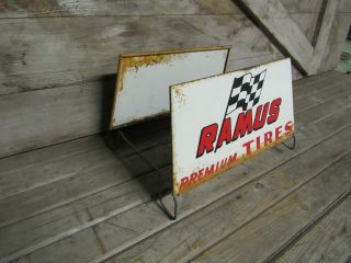 Rare Vintage Ramus Tires Tire Rack Stand Display Sign 2