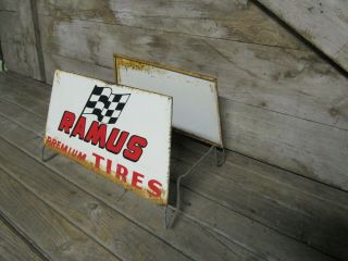 Rare Vintage Ramus Tires Tire Rack Stand Display Sign 3