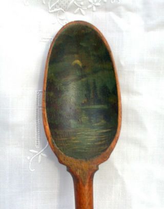 Antique Primitive Hand Painted Decorative Collectible Rare Wooden Spoon 2