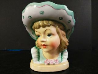Rare Vintage Ucagco Ceramic 6 " High Girl Head Vase